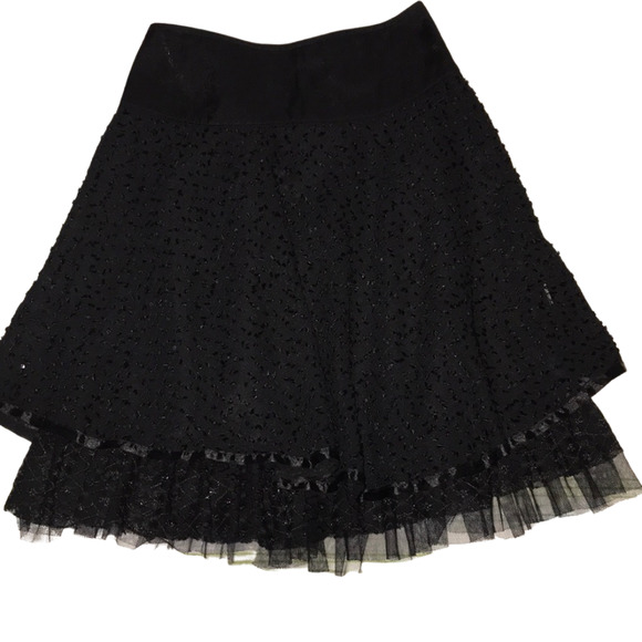 VELVET BOUTIQUE BLACK SEQUIN FLOWING SKIRT MEDIUM - Picture 1 of 6